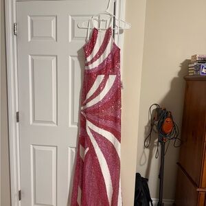 B Darlin Pink and White Sequin Dress NWT